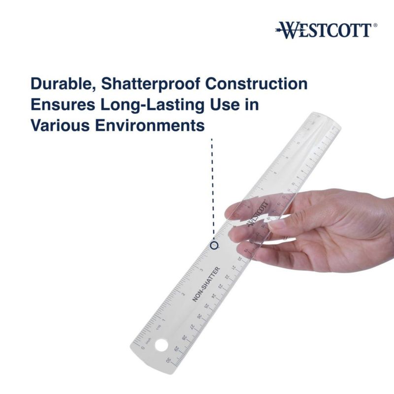 Regla Westcott 30 cm Flexible a Prueba de Rotura - Pack de 4