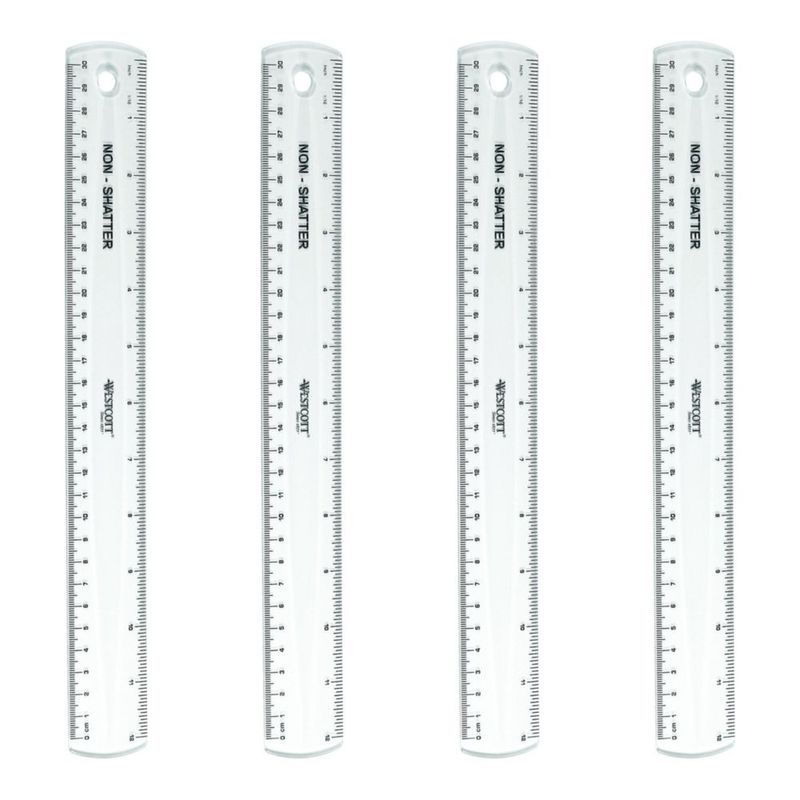 Regla Westcott 30 cm Flexible a Prueba de Rotura - Pack de 4