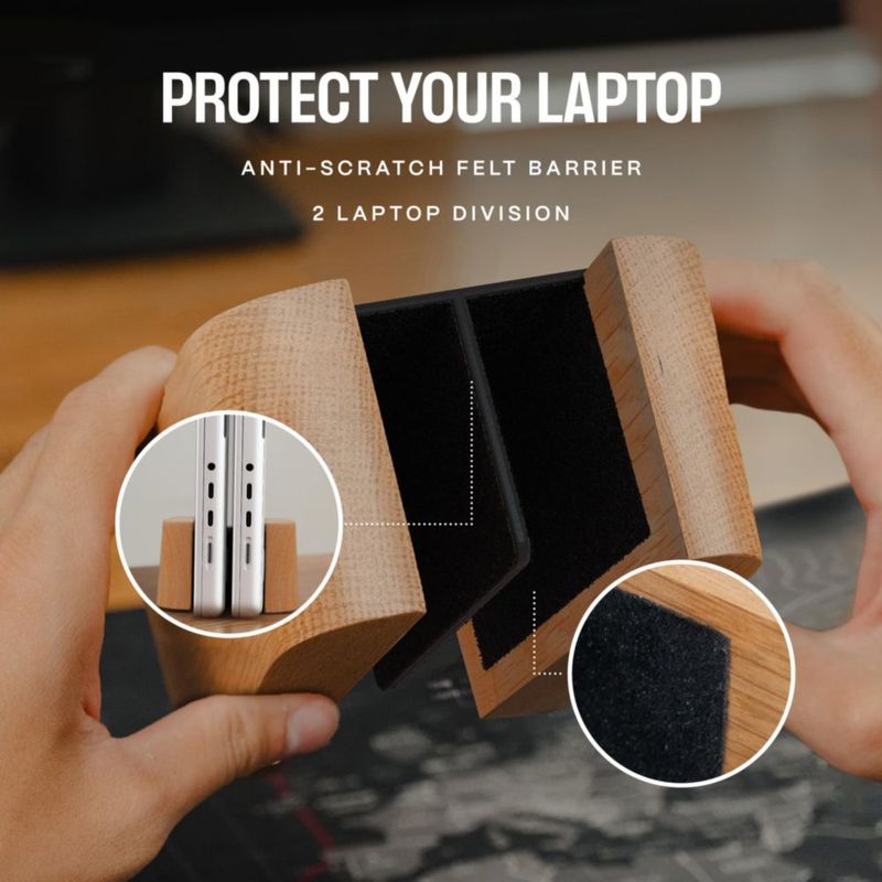 Soporte vertical ajustable de madera COREMINDED para MacBook Air
