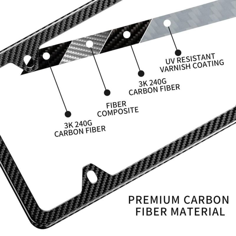 Marco para Placa de Matrícula de Fibra de Carbono T-carbon de 4 Agujeros