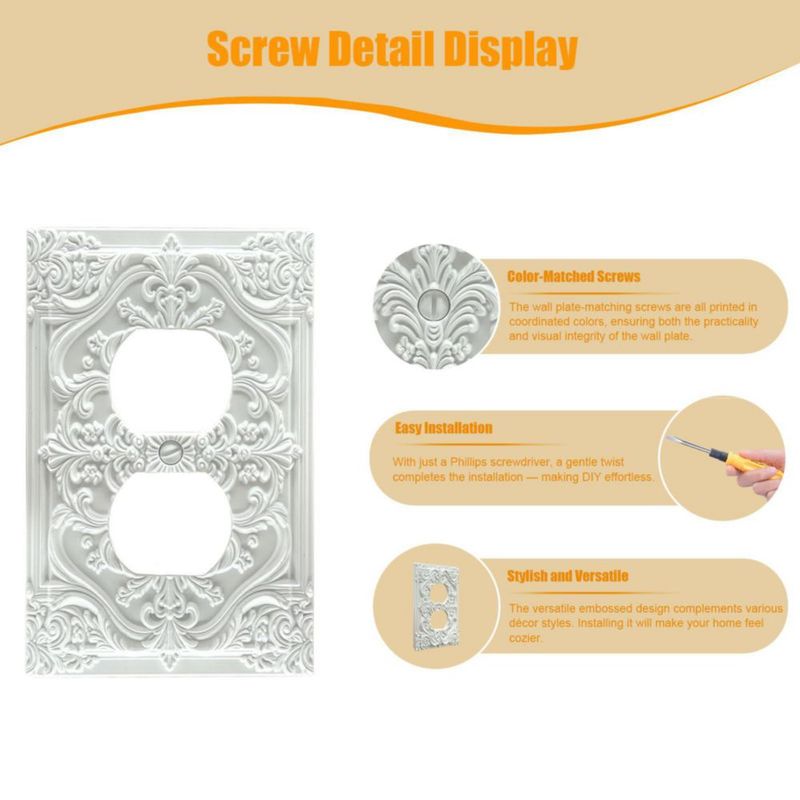 Placa de pared Spshian blanca 3D floral de una vía (duplex)