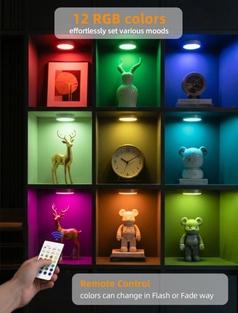 Luces Puck Besttour 4 unidades con control remoto RGB y sensor de movimiento
