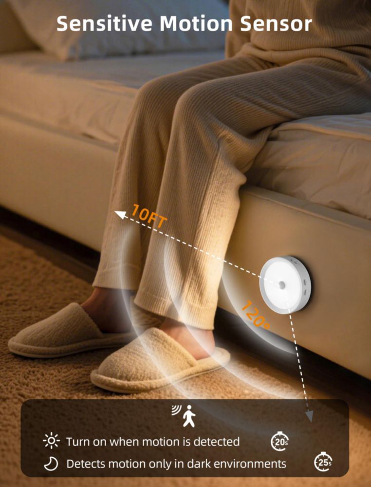 Luces Puck Besttour 4 unidades con control remoto RGB y sensor de movimiento