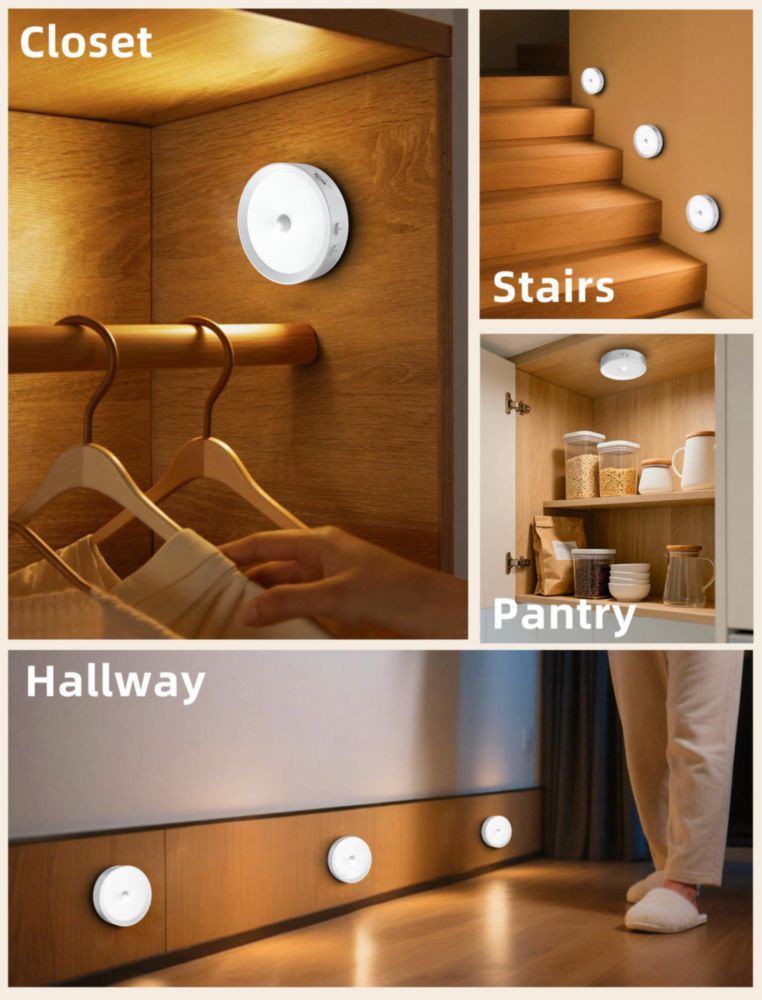 Luces Puck Besttour 4 unidades con control remoto RGB y sensor de movimiento