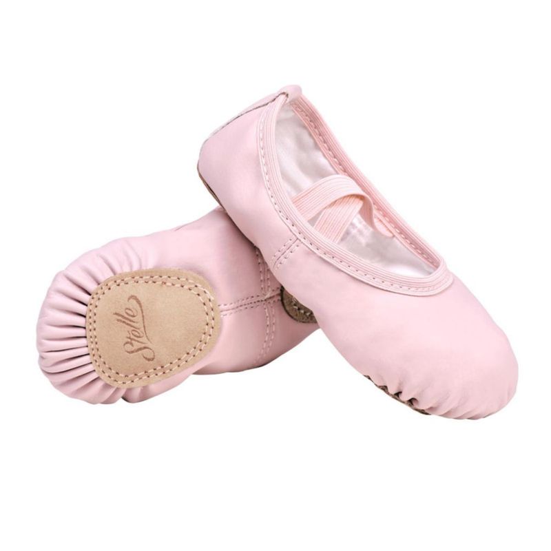Zapatillas de ballet Stelle rosa con suela dividida de cuero (5MT)