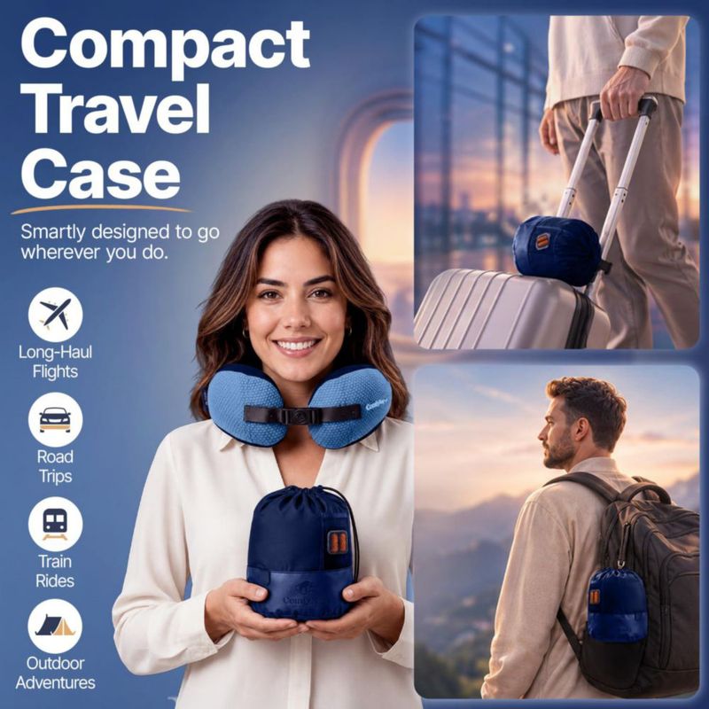 Almohada de viaje ComfyNap 9 posiciones de espuma viscoelástica Zeus