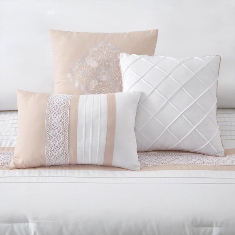 Juego de Edredón LANCO MODERN LIFESTYLE King Rosa y Blanco – 7 piezas