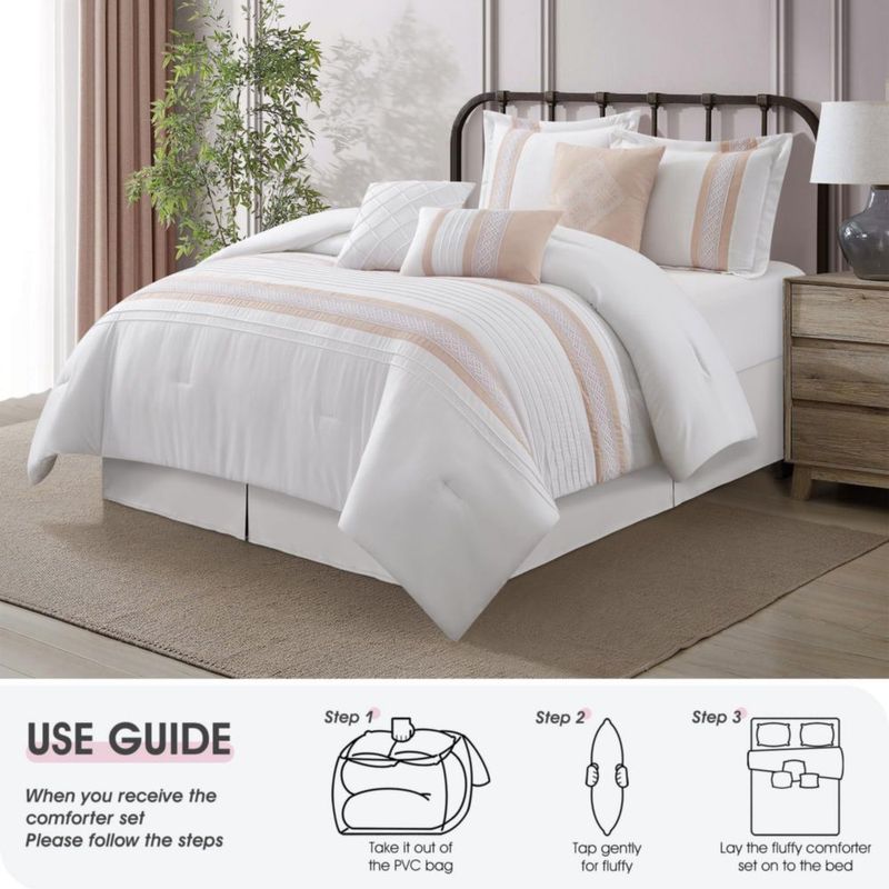 Juego de Edredón LANCO MODERN LIFESTYLE King Rosa y Blanco – 7 piezas