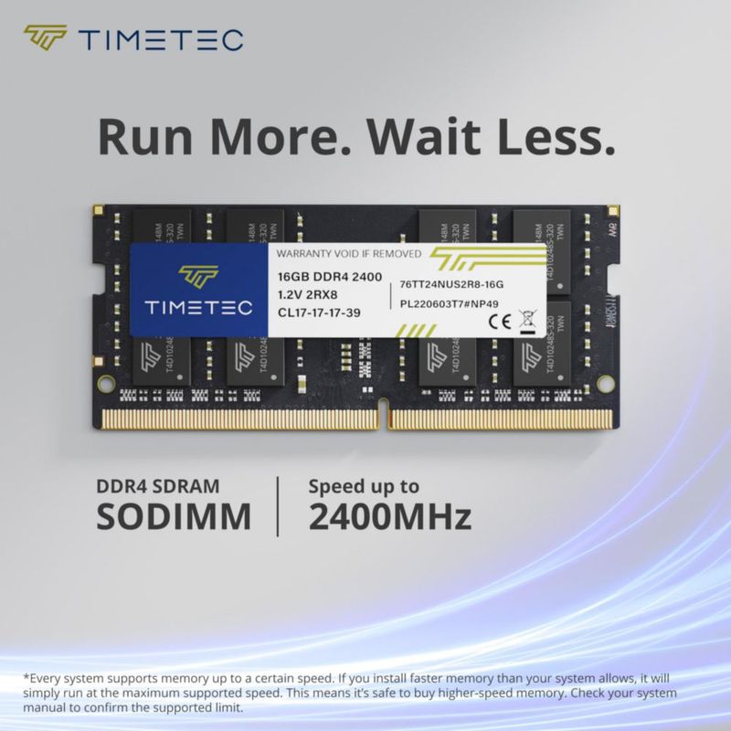 Memoria RAM Timetec 16 GB DDR4 2400 MHz CL17 SODIMM para Portátil