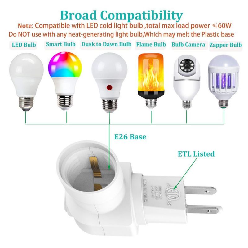Adaptador de Enchufe Borju 120V 60W Blanco 360°