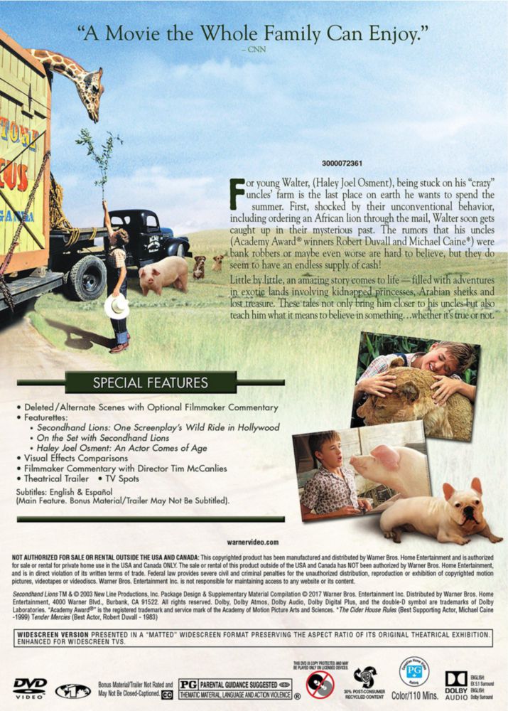 Película Warner Home Video Secondhand Lions