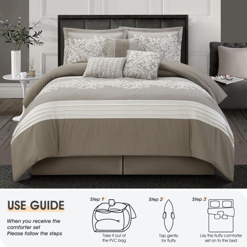 Juego de Edredón LANCO MODERN LIFESTYLE King de 7 piezas – Color Topo