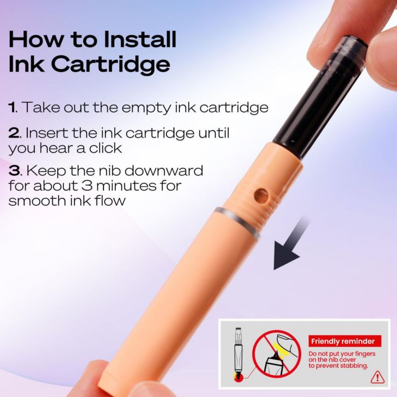Pluma estilográfica WRITECH retráctil de tinta negra fina