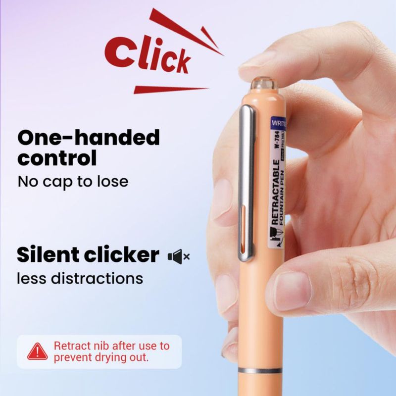 Pluma estilográfica WRITECH retráctil de tinta negra fina
