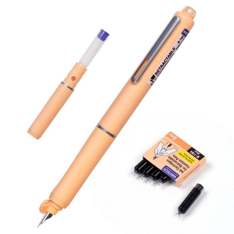 Pluma estilográfica WRITECH retráctil de tinta negra fina