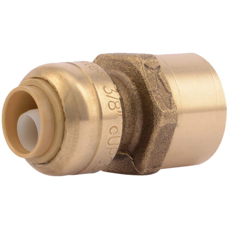 Adaptador reductor FNPT SharkBite Brass Push de 3/8 pulgadas x 1/2 pulgadas