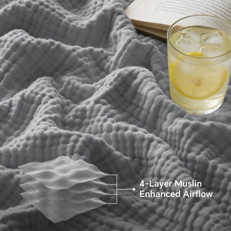 Manta BEDELITE de Algodón Muselina 274 cm x 229 cm Gris