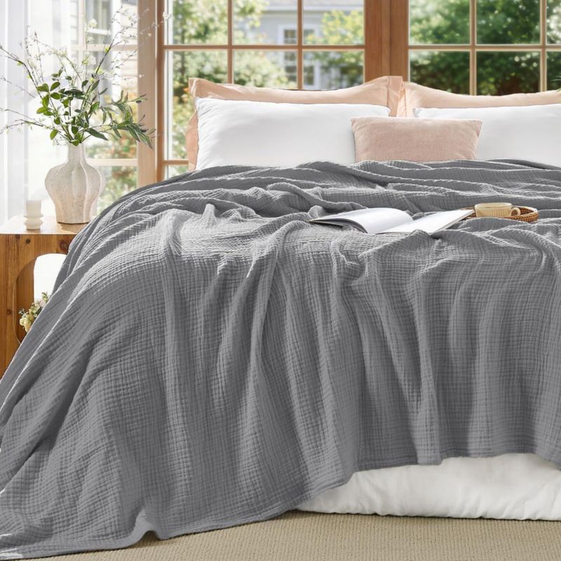 Manta BEDELITE de Algodón Muselina 274 cm x 229 cm Gris
