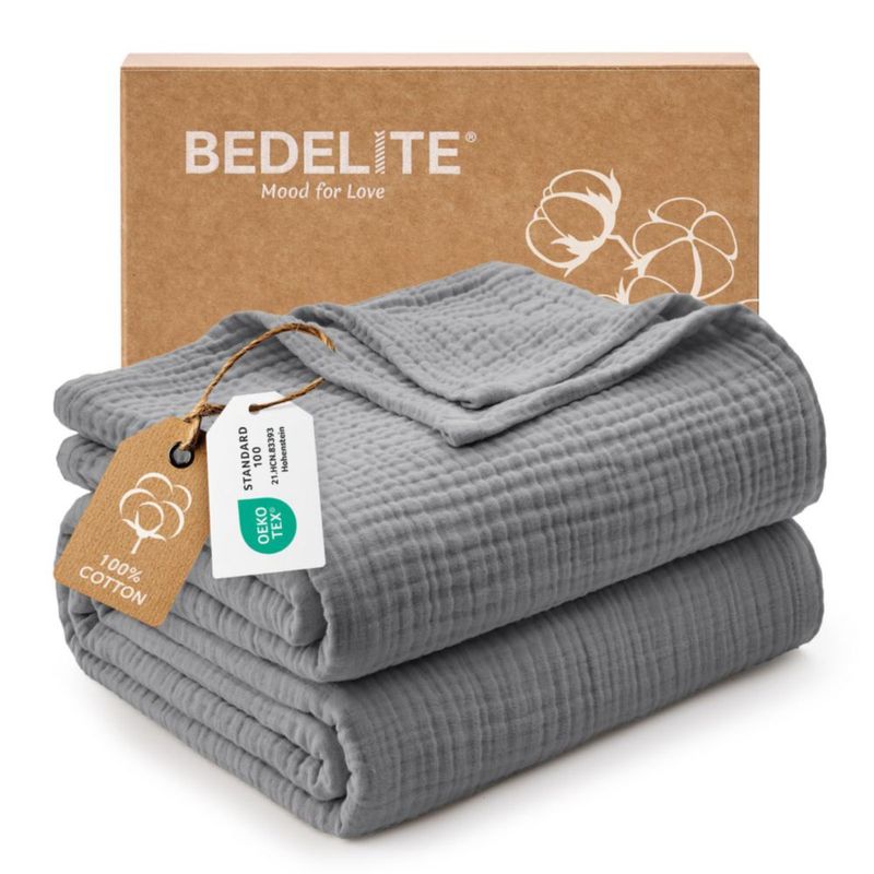 Manta BEDELITE de Algodón Muselina 274 cm x 229 cm Gris