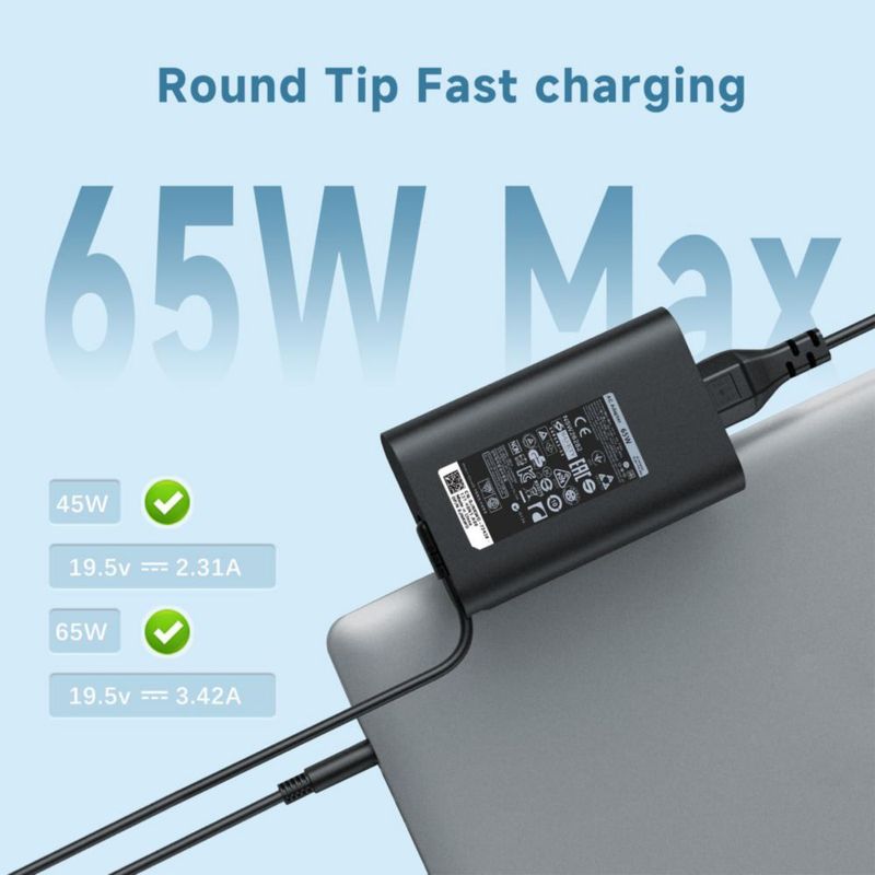 Cargador de portátil amguog 65W 4.5mm Dell Inspiron