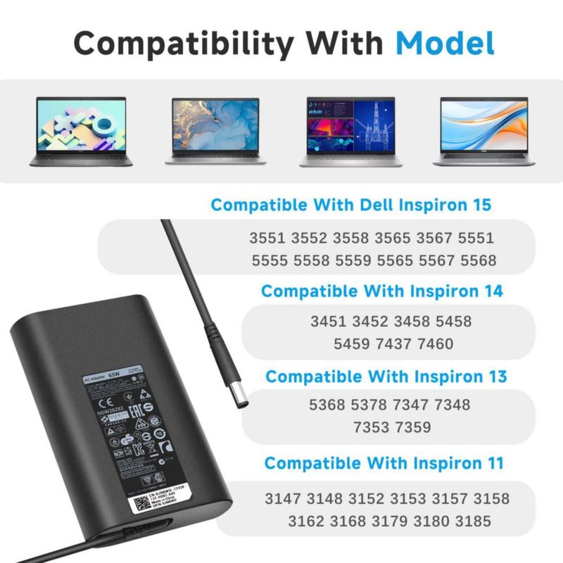 Cargador de portátil amguog 65W 4.5mm Dell Inspiron