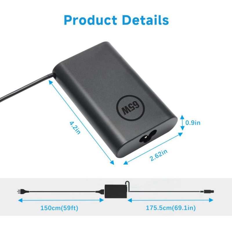 Cargador de portátil amguog 65W 4.5mm Dell Inspiron