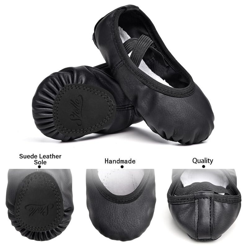 Zapatillas de ballet Stelle 2ML suela dividida de cuero negro