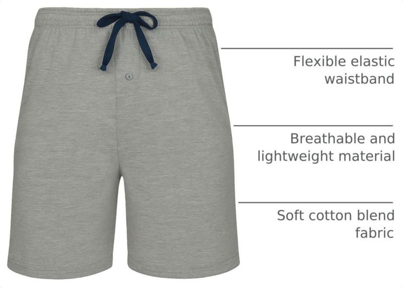 Hanes Pantalones Cortos de Pijama para Hombre - Pack de 2 Algodón 19 cm de entrepierna Cordón y Bolsillos Gris Jaspeado/Azul Marino XXL
