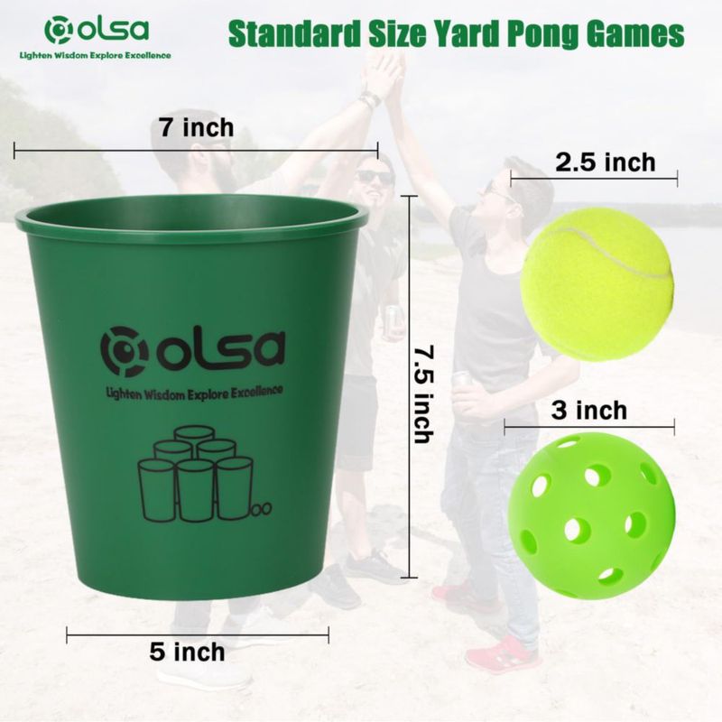 Olsa Yard Pong Juegos al Aire Libre - Set de 12 Cubos Verdes para Cerveza - Verde