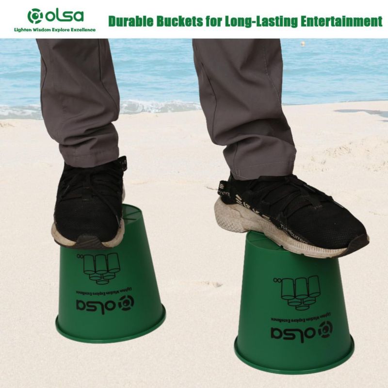 Olsa Yard Pong Juegos al Aire Libre - Set de 12 Cubos Verdes para Cerveza - Verde