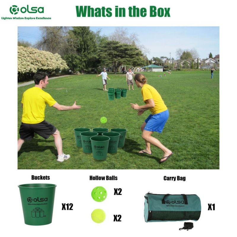 Olsa Yard Pong Juegos al Aire Libre - Set de 12 Cubos Verdes para Cerveza - Verde