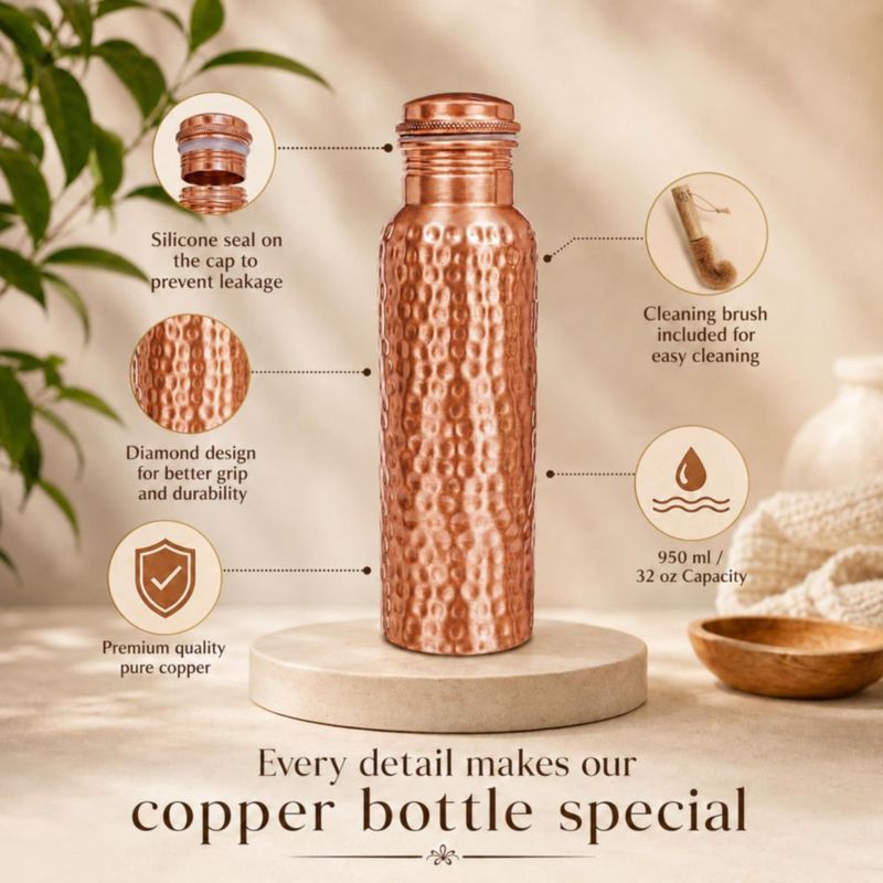 Botella de cobre de 950 ml The Wooden Town – Pack de 3
