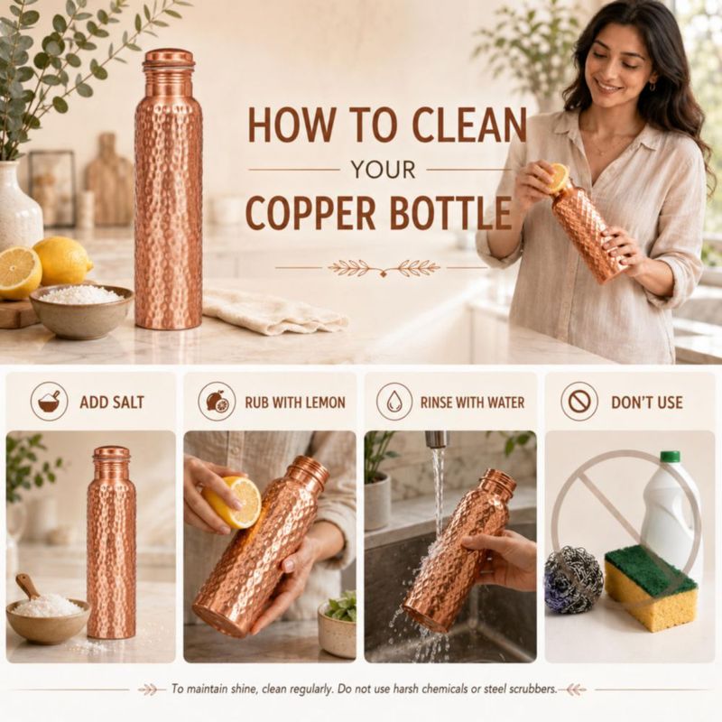Botella de cobre de 950 ml The Wooden Town – Pack de 3