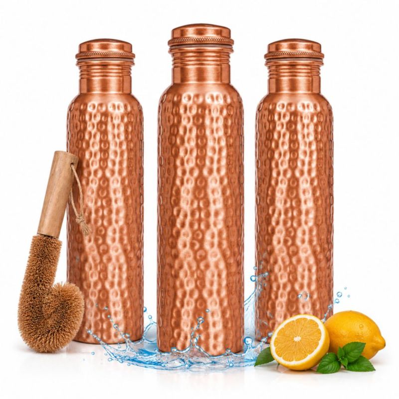 Botella de cobre de 950 ml The Wooden Town – Pack de 3