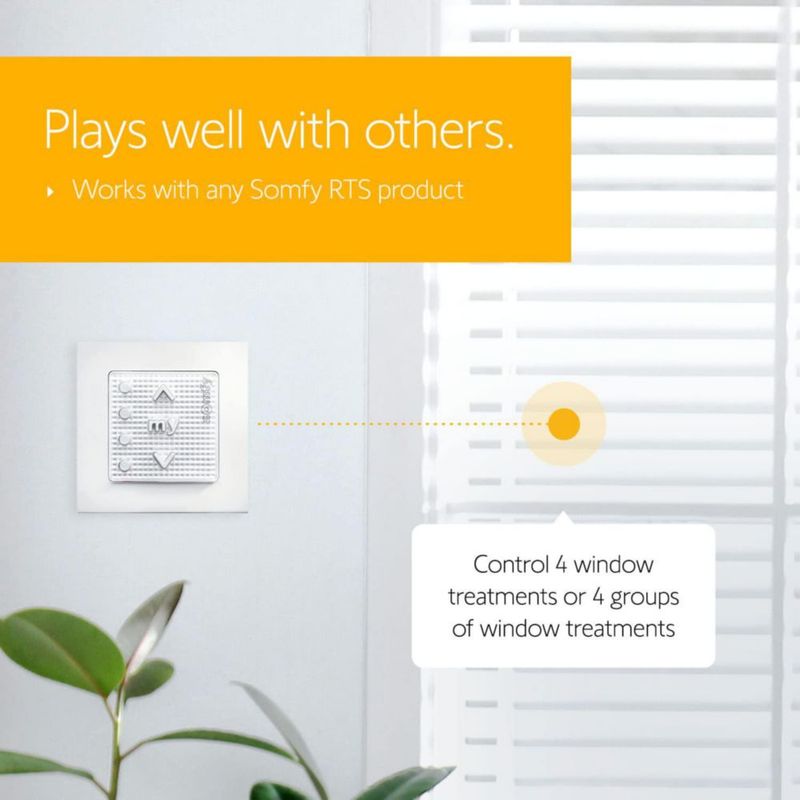 Control de pared Somfy Smoove 4 RTS inalámbrico de 4 canales