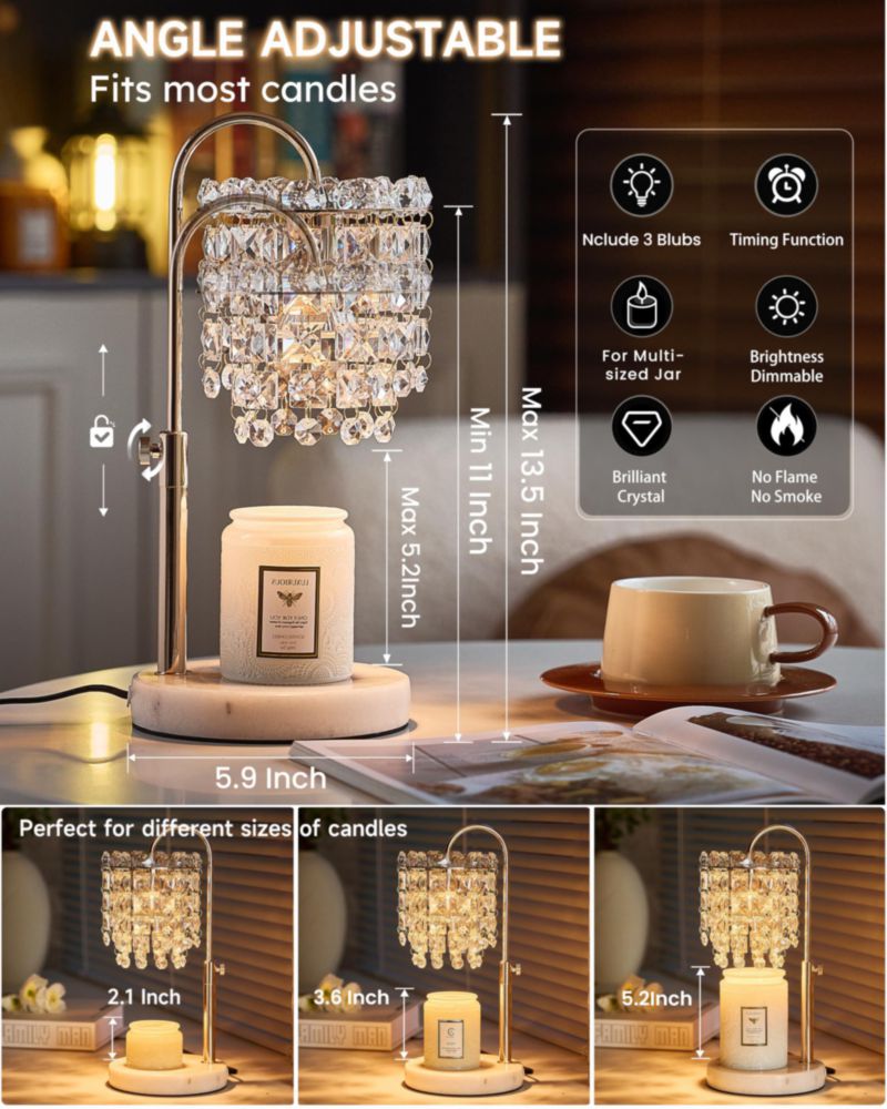 Calentador de Velas SIJIHOME con Dimmer y Base de Mármol Ajustable