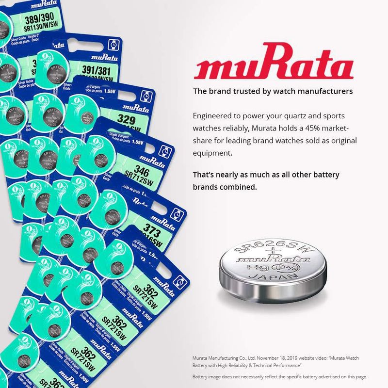 Batería Murata SR527SW 155 V óxido de plata (paquete de 10)
