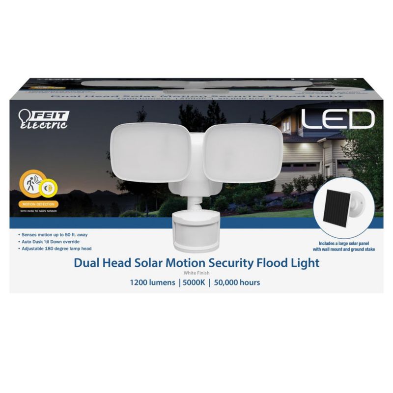 Luz solar de seguridad para exteriores Feit Electric de doble cabezal 1200 lúmenes