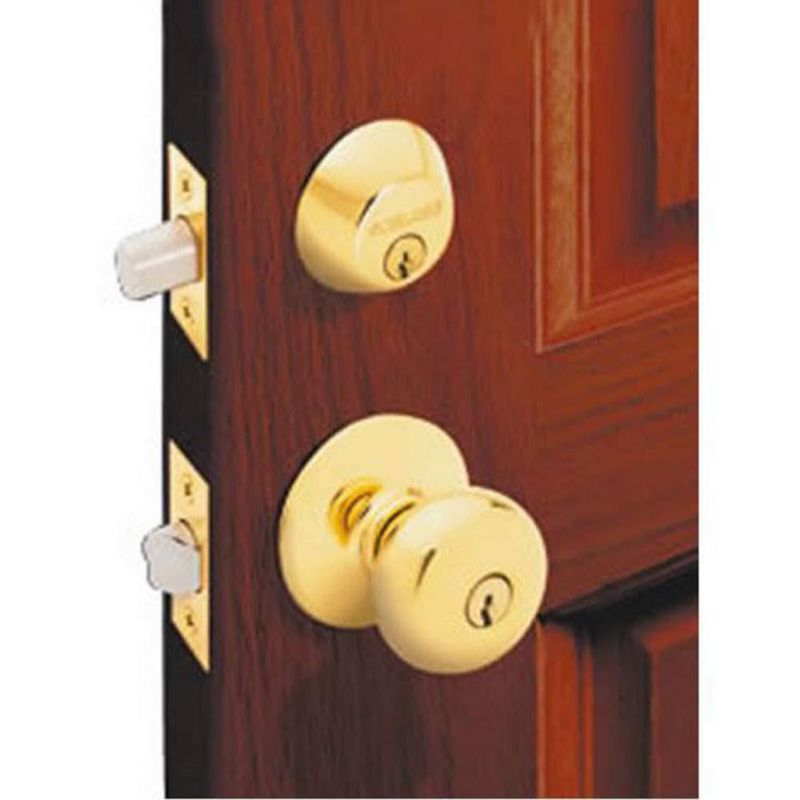 Pomo de puerta y cerrojo SCHLAGE Plymouth latón brillante 44 mm