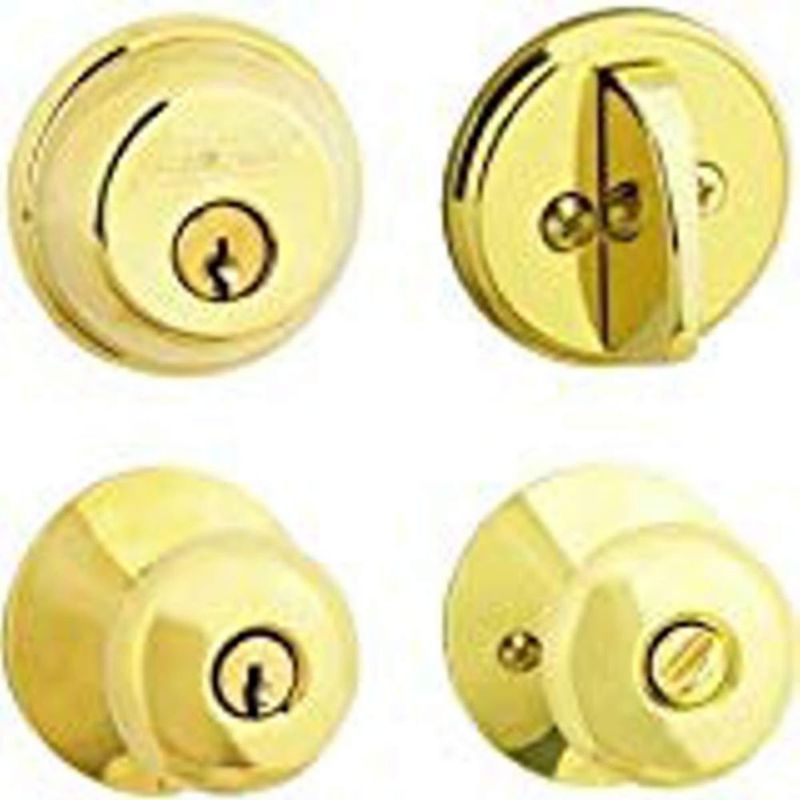 Pomo de puerta y cerrojo SCHLAGE Plymouth latón brillante 44 mm