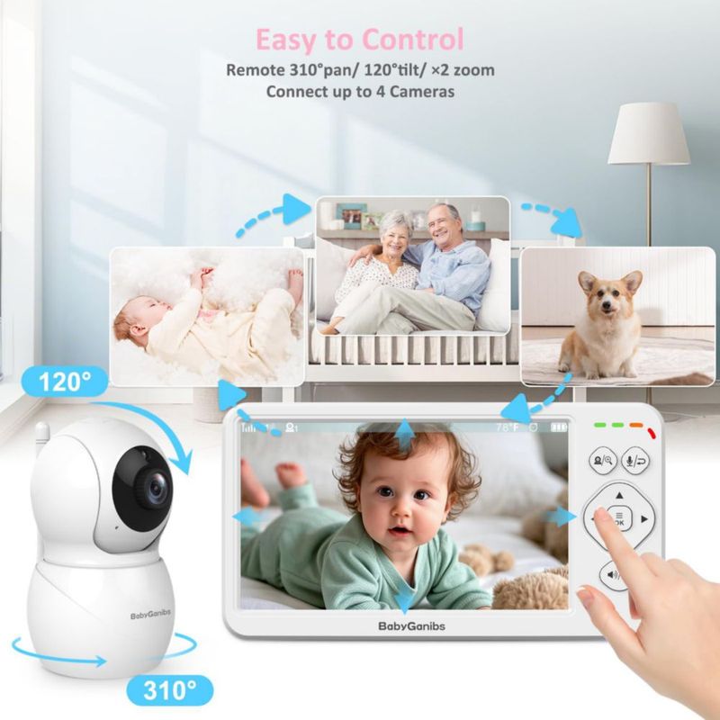 Monitor de bebé Baby Ganibs con pantalla de 15 cm sin Wi‑Fi