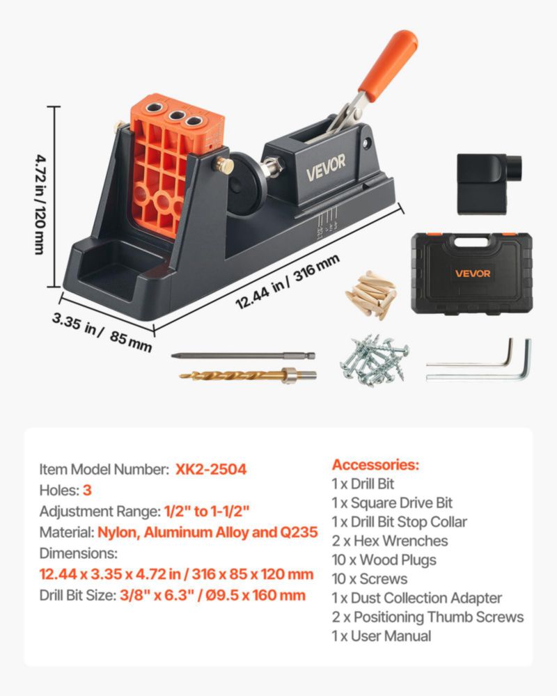 Kit de Plantilla de Agujeros en Ángulo VEVOR Ajustable 13‑38 mm