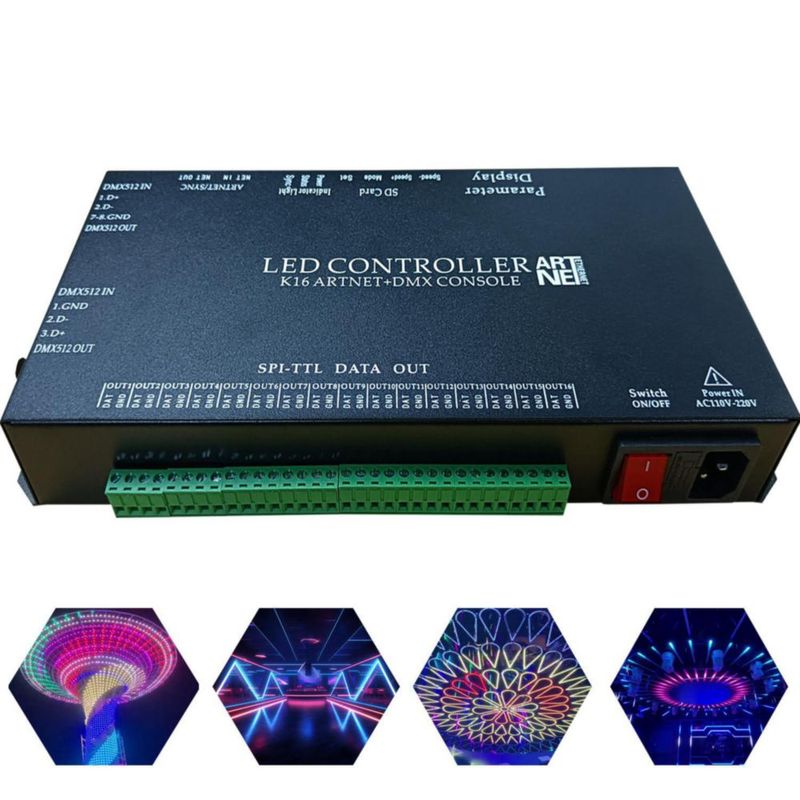 Controlador LED direccionable AUTUNEER 16 puertos 16384 píxeles K16 110V-220V