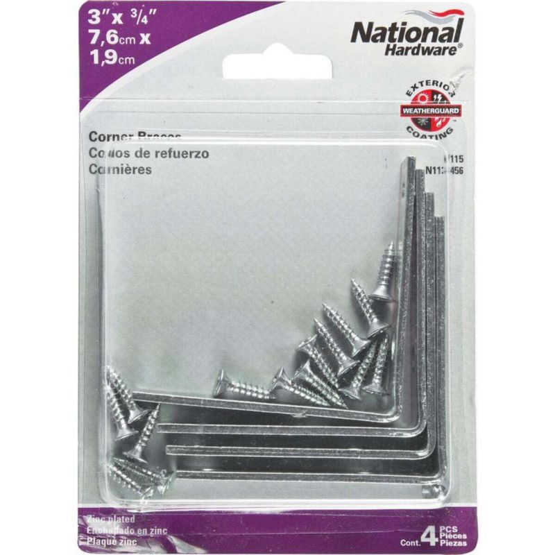 Corner Iron Spectrum Brands N113-456 paquete de 4 unidades 3 x 3/4 pulgadas
