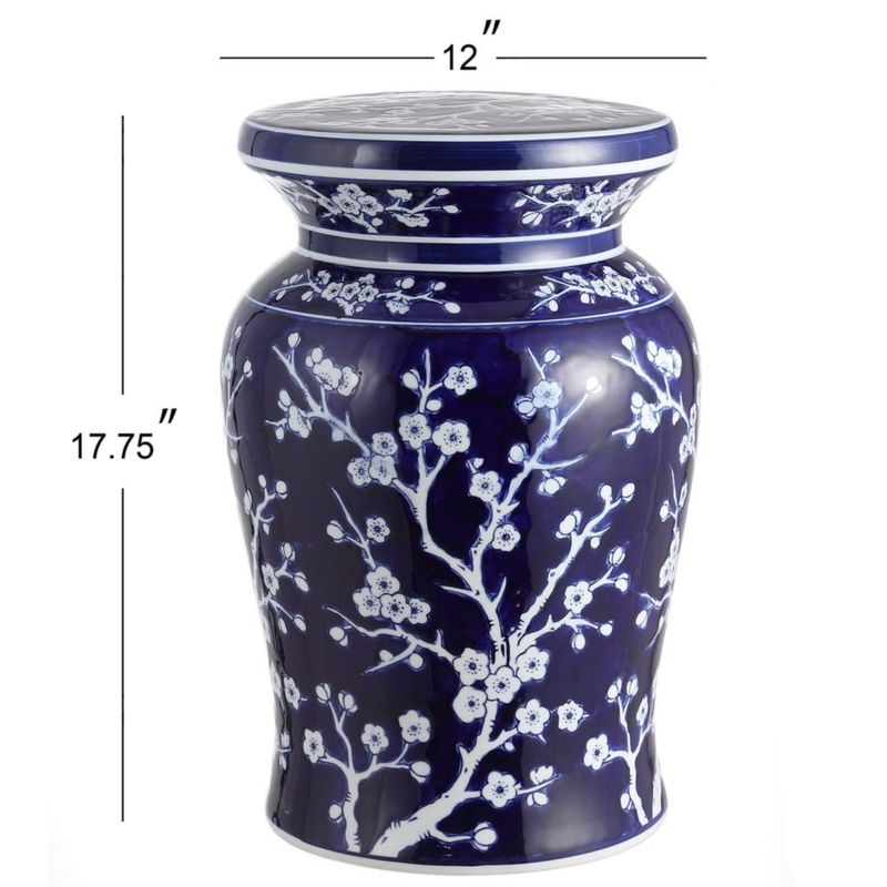 Taburete de Jardín JONATHAN Y 46 cm Azul Marino/Blanco Cerámico