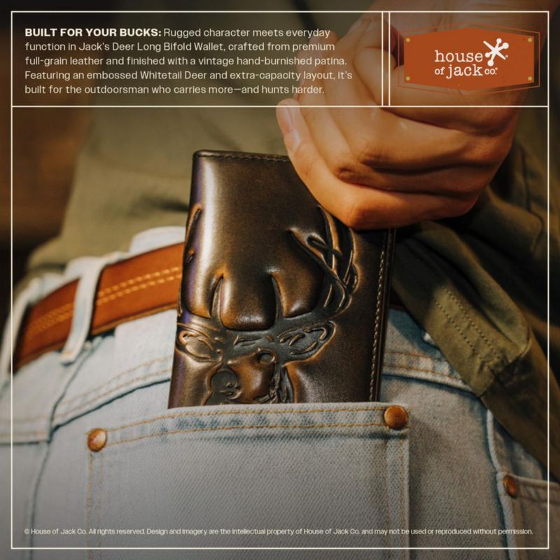 Billetera House of Jack Co. 18 cm Bifold de Ciervo Negra