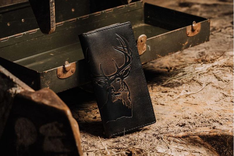 Billetera House of Jack Co. 18 cm Bifold de Ciervo Negra