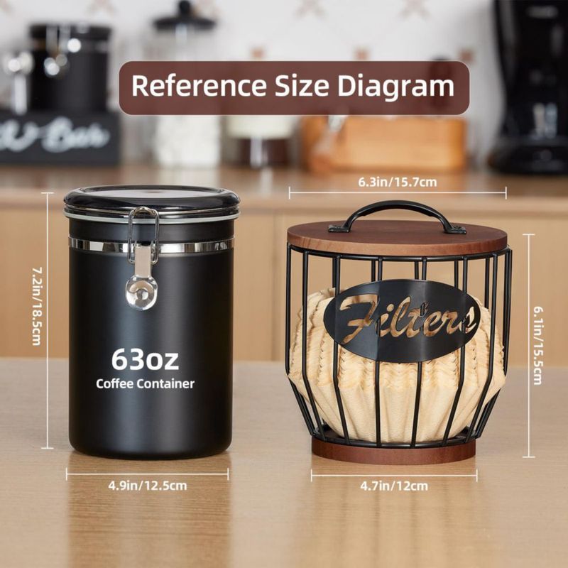 Soporte de filtro de café Yangbaga para 8-12 tazas con tapa de madera negro