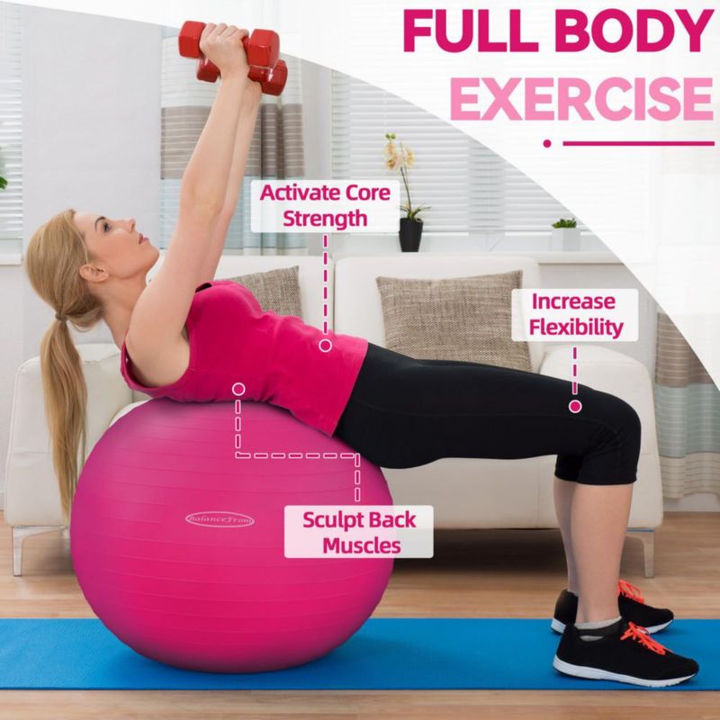 Pelota de ejercicio Fitvids antideslizante antideslizante 90 cm rosa
