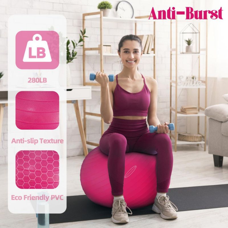 Pelota de ejercicio Fitvids antideslizante antideslizante 90 cm rosa